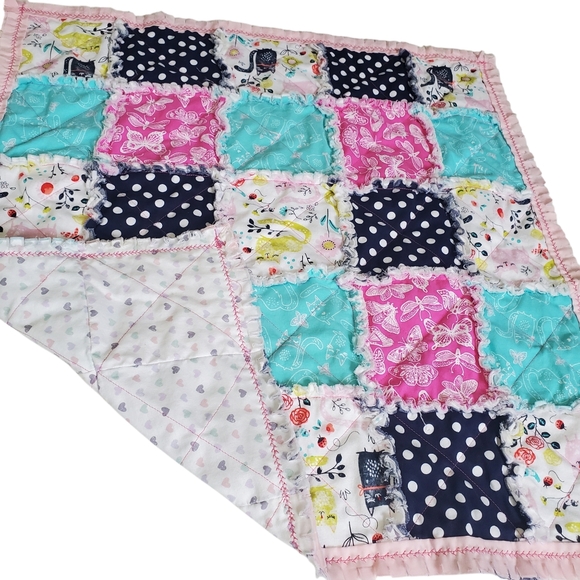 New Homemade Newborn Rag Quilt Security Blanket Doll Blanket Pet Blanket - Picture 7 of 13